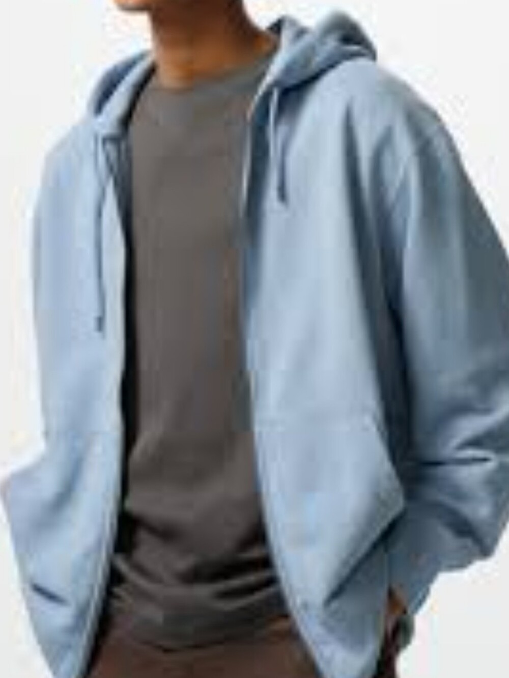 Light Blue Zip-Up Hoodie Sweatshirt - Unbranded